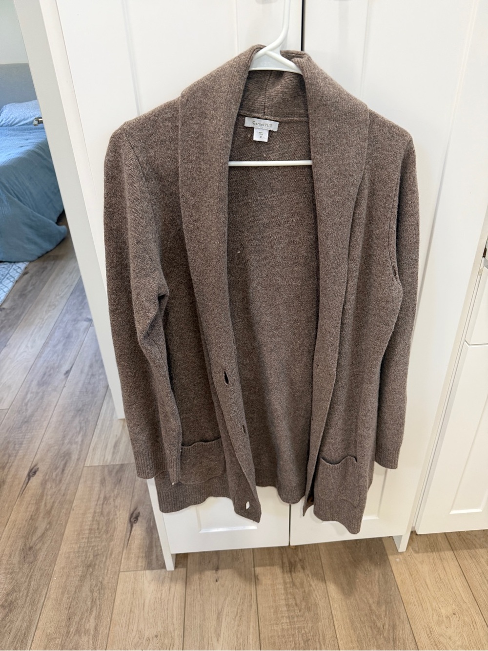 Garnet Hill Brown Shawl Collar Open Cardigan